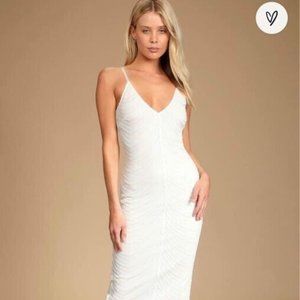 Lulu’s White XSMALL sequin bodycon midi dress